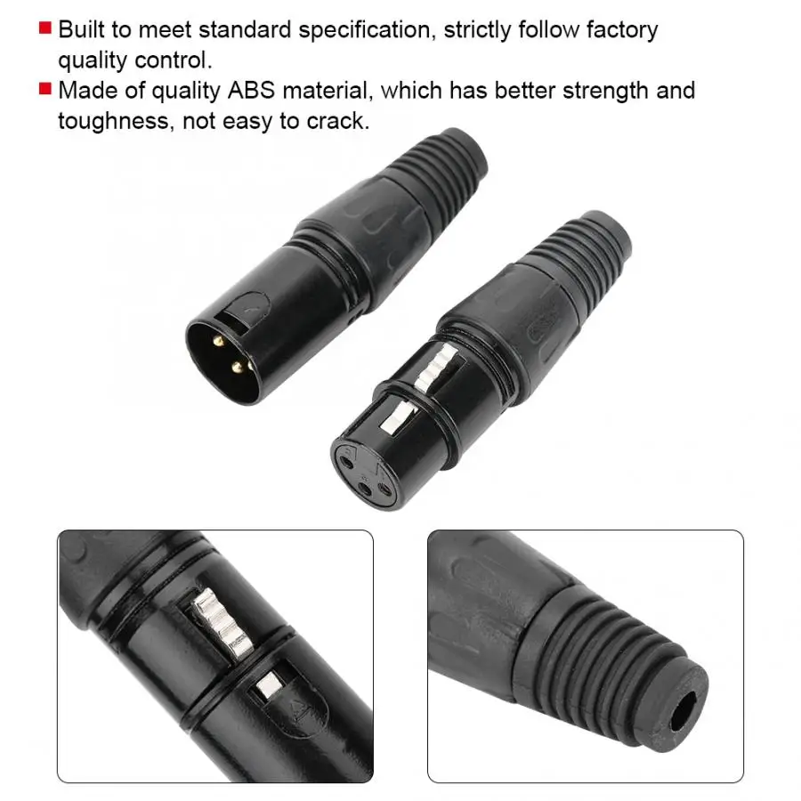 Черный 3Pin XLR микрофонный адаптер Кабельный разъем MIC Аудио разъем 3Pin микрофонный разъем