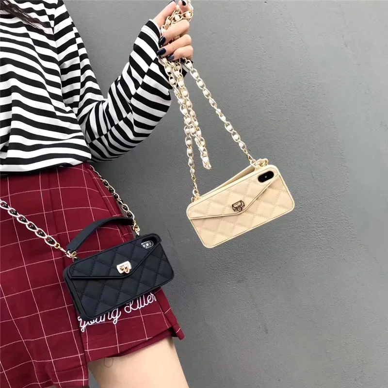 

New Silicone Crossbody Wallet Card package phone case for iphone Xs max XR X 8 7 6 6S plus Fashion luxury brand cover with strap