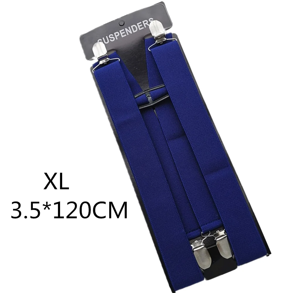 Royal blue-120cm Дизайн, одноцветные подтяжки унисекс для взрослых, подтяжки для мужчин, 3 размера плюс, женские подтяжки, регулируемые эластичные детские подтяжки с h-образной спинкой - Цвет: Royal blue-120cm