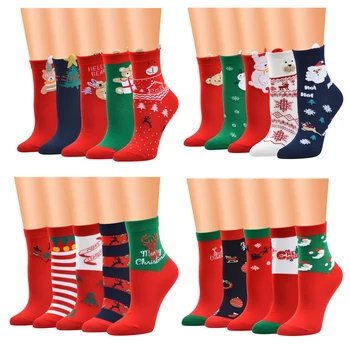 

2020 New Year Gift Christmas Socks Women Cotton Socks Kawaii Calcetines Femme Girls Cute Funny Winter Sock Santa Claus,Elk,Snow
