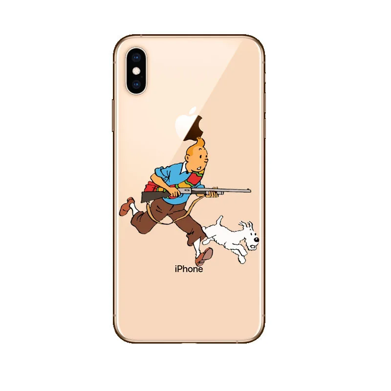 TPU Мягкий силиконовый чехол из ТПУ «Приключения Тинтина» для iPhone XR 10 8 7 Plus 6 6S Plus 5 XS Max 5 5C 4 4s - Цвет: TPU