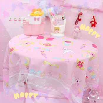 

Sailor Moon Lace Picnic cloth Anime Action Figure Printed Creative Pure cotton Lovely Background Cloth Tablecloth Tapestry