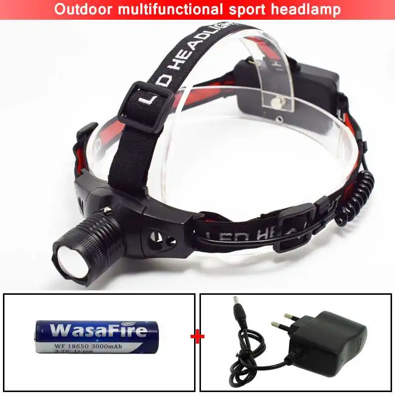 Waterproof Head Light Zoomable Q5 Led Headlamp Rechargeable Frontal Flashlight with 18650 Battery+Charger for Cycling Camping