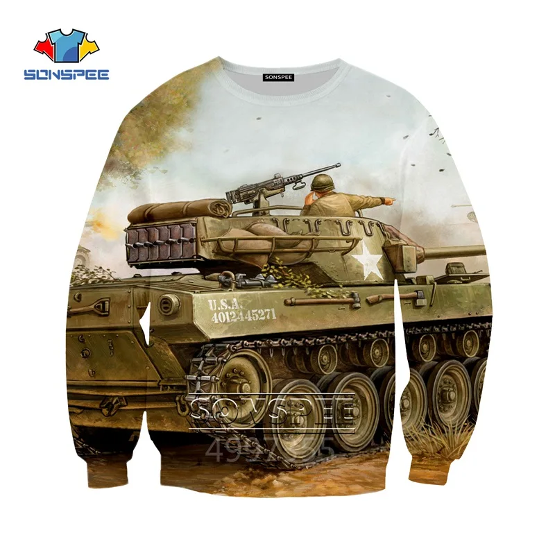 SONSPEE/ боевой танк Harajuku, детские толстовки с 3D принтом, детская одежда для мальчиков и девочек-подростков, топы, пуловер с длинными рукавами, SW154