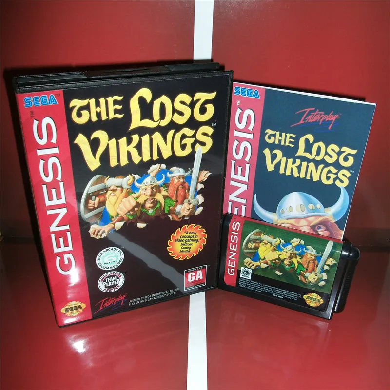 The Lost Vikings чехол с коробкой и руководством для игровой консоли sega Megadrive Genesis 16 bit MD card