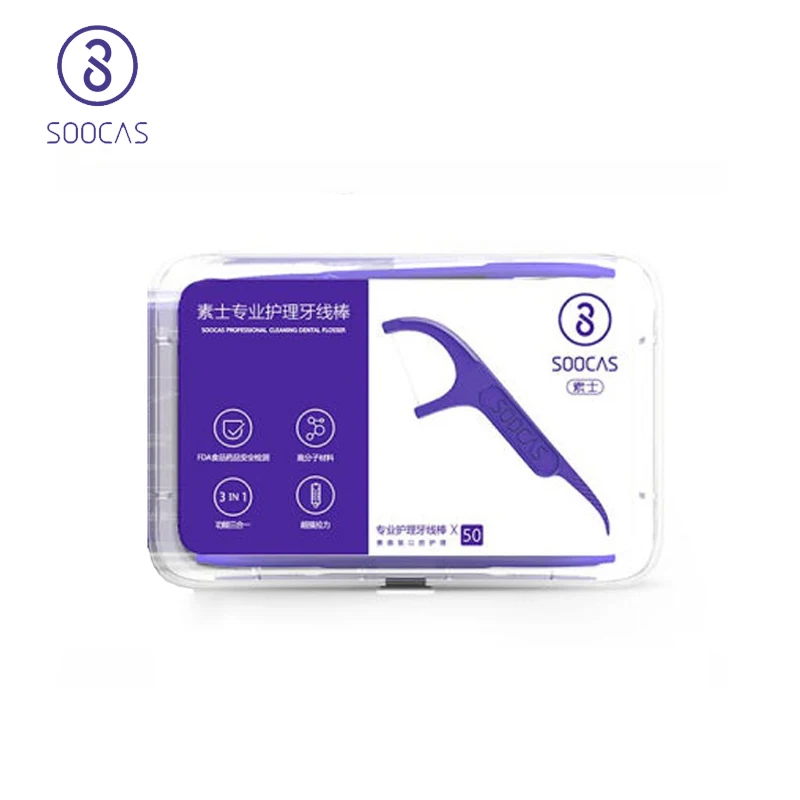 Профессиональная зубная нить Soocas 200 шт./4 коробки зубочистки палочки для зубов