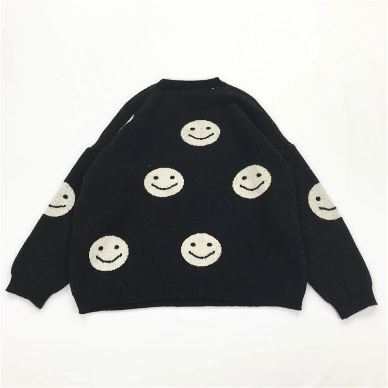 MERRY PRETTY женские вязаные свитера Harajuku с вышитым смайликом из мультфильма, зимний теплый жаккардовый свитер, вязаные пуловеры