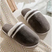 Мужская повседневная обувь; домашние тапочки в полоску; Мягкие плюшевые мужские домашние Нескользящие тапочки; теплые зимние хлопковые тапочки