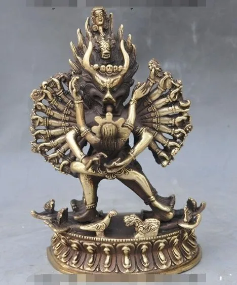 YM 320 7" Tibet buddhism Bronze Joss 1000 Arm Yamantaka Hayagriva Buddha hevajra Statue