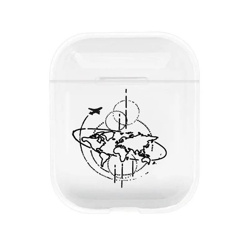 Милый чехол для Apple airpods чехол мультфильм путешествия слово mapпрозрачный Bluetooth наушники чехол для Airpods наушники мягкий чехол
