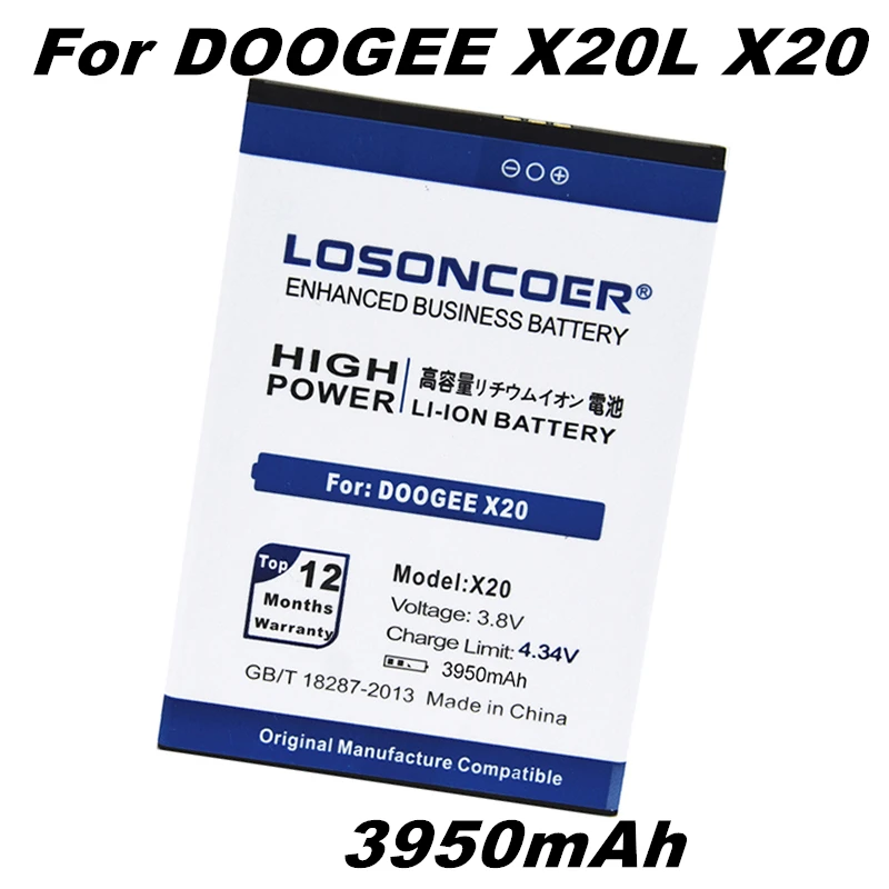 

LOSONCOER 3950mAh BAT17582580 For DOOGEE X20 X20L Good Quality Smart Phone Battery Batteries