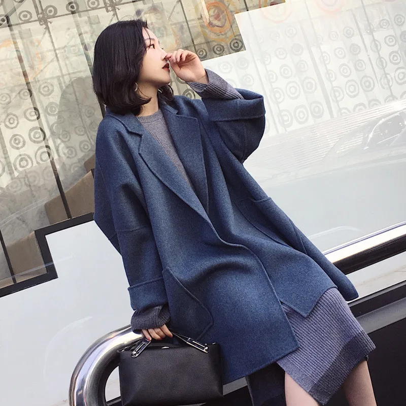 

2019 New Autumn and Winter Wool Jacket Women Loose Korean Cashmere Coat Mid-long Woolen Coat Female NS1449