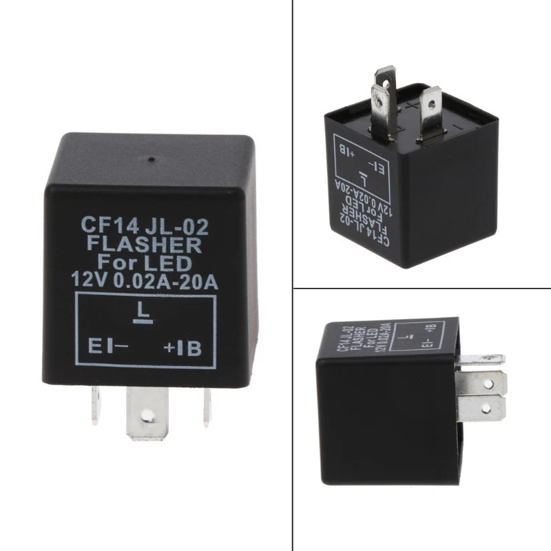 

3 Pin CF14 JL-02 Electronic Car Flasher Relay to Fix LED Light Turn Signal Hyper Flash Blinking Light 12V DC