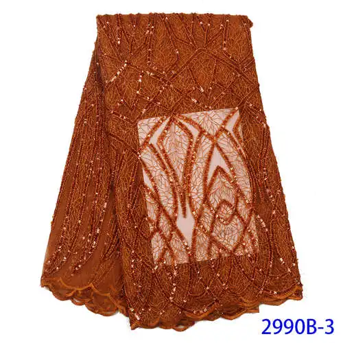 Последние Африканские кружева для свадебных платьев Нигерийский Африканский тюль кружевная ткань с блестками 5 ярдов/шт QF2990B-5 - Цвет: Picture 3