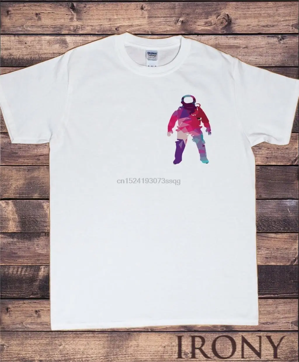 Mens White T-shirt SPACEMAN design Geometric Design Print TS340 |