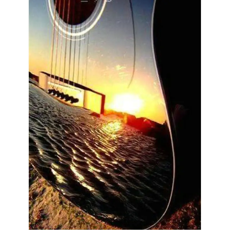 DIY Diamond Embroidery Guitar sunrise scenery Patterns 5D Square round Mosaic Handmade Painting Cross Stitch Kit | Дом и сад