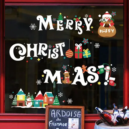 

Wall Sticker English Letters Christmas Self-adhesive Waterproof Picture Shop Window Layout Bar Restaurant Glass Door Wallpaper