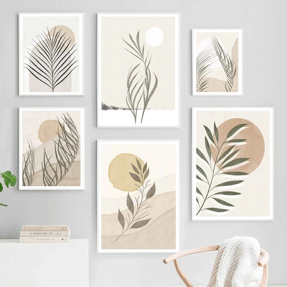 Абстрактная настенная Картина на холсте с изображением бамбуковых листьев