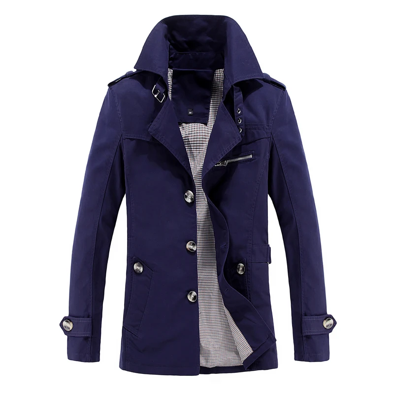 Бренд, Мужское пальто, длинная куртка, Мужское пальто, мужской Тренч, тренчкот, Мужская ветровка, верхняя одежда, хлопок, ткань, 5XL - Цвет: Dark blue