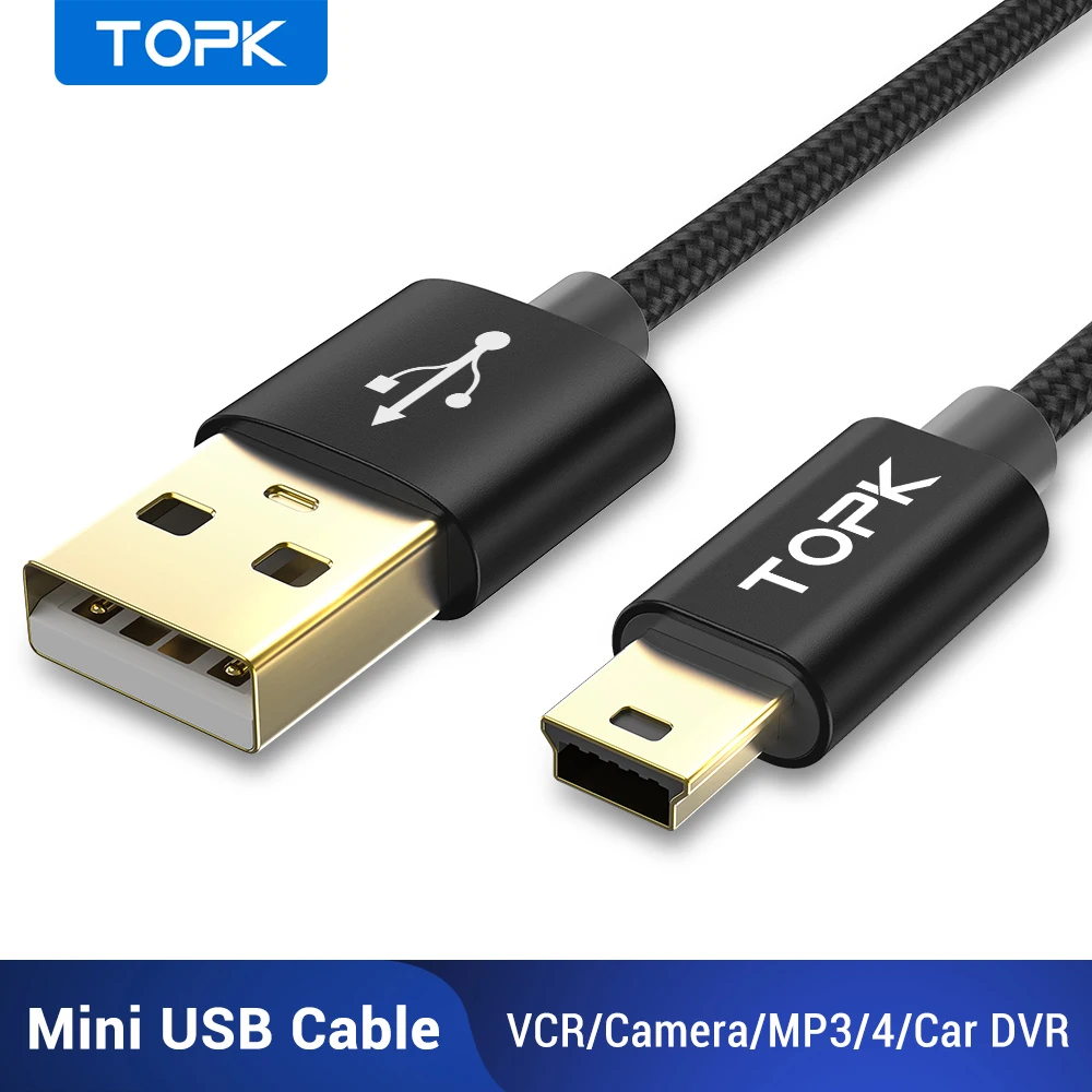 TOPK мини USB кабель для быстрой синхронизации данных зарядный сотового телефона