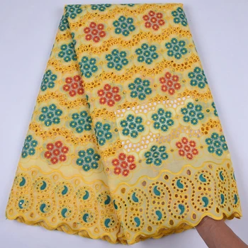 

Latest African Swiss Voile Lace In Switzerland Comfortable Nigerian Swiss 100% Cotton Lace Fabric With Stones For Dress SewF1723