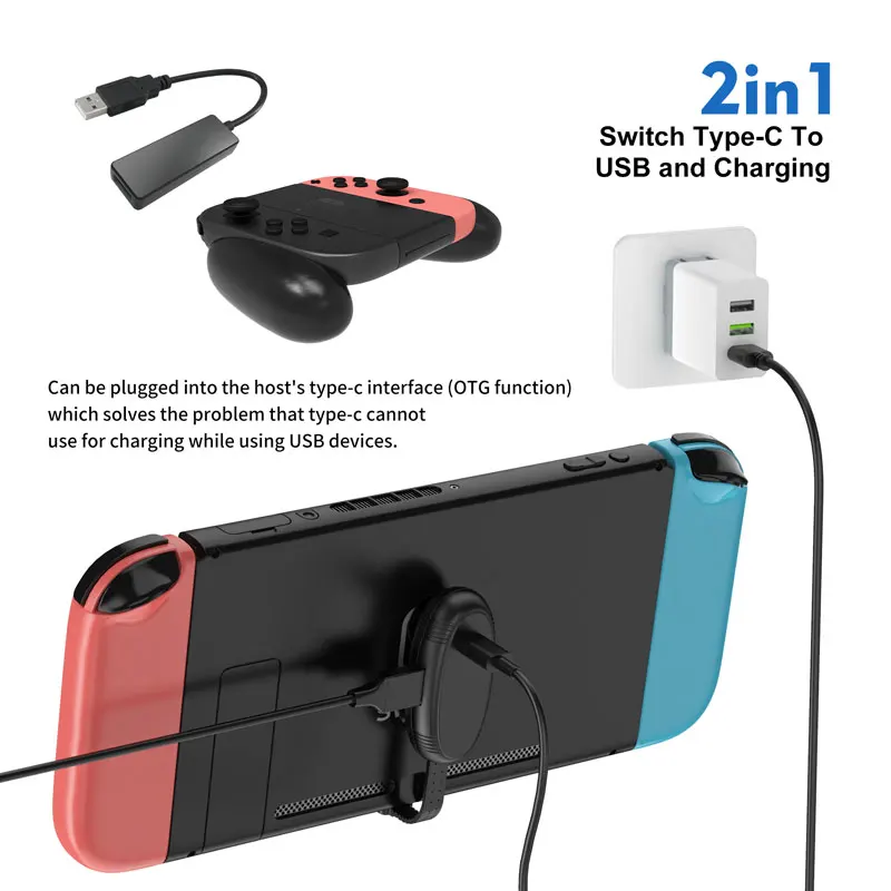 Кабель otg для зарядки type-c для консоли NS switch поддерживает usb-порт для зарядки и Адаптер беспроводного контроллера