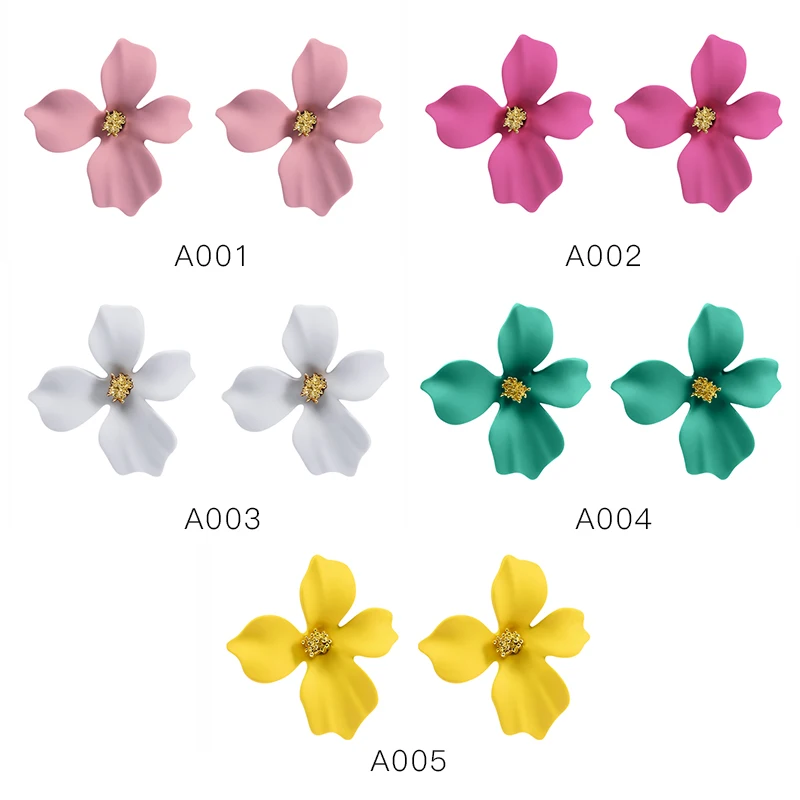 SHUANGR Sweet Jewelry Spray Paint Stud Earrings Flower Earrings Statement Trendy Brincos Gift for Girls Gift Pendientes