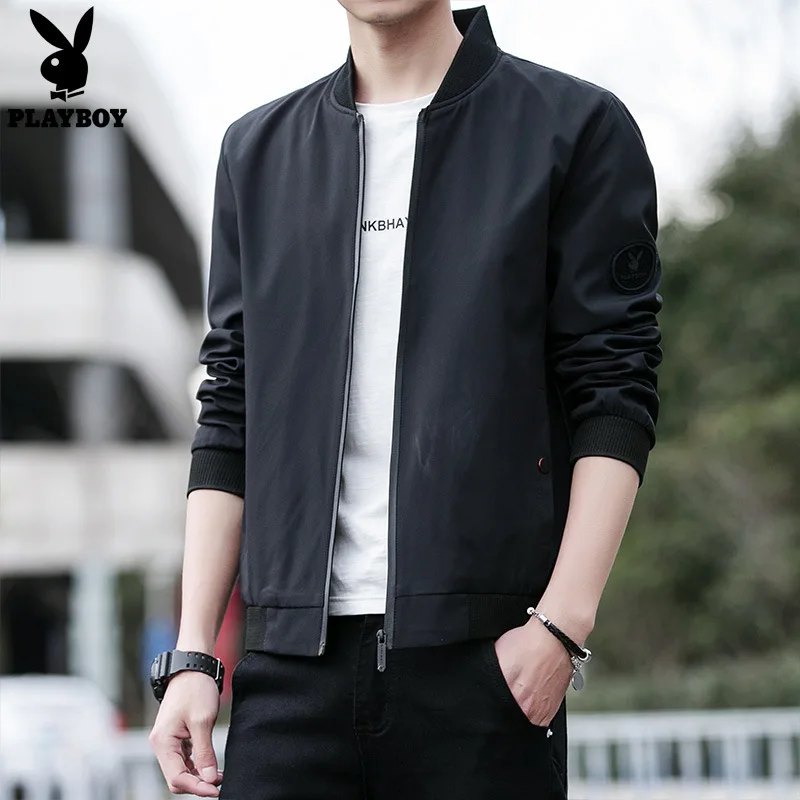 

PLAYBOY Men's Korean-style Slim Fit Washing Jacket Youth Large Size Fashion Casual Jacket Men's