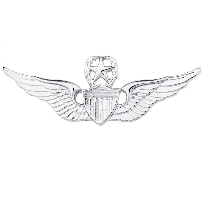 SILVER Новинка, Винтажная брошь в виде значка армии США, эмблема, западная точка, военная школа, пентаграмма, крылья, нагрудные булавки и броши, мужские аксессуары - Окраска металла: SILVER