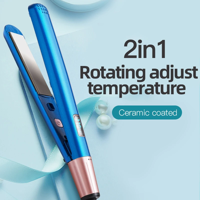 

Professional Titanium Flat Iron Hair Straightener with Digital LCD Display Dual Voltage Instant Heat Up