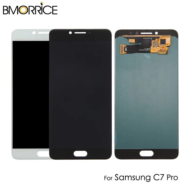 Color : Black LCD Screen Mobile Phone and Digitizer Full Assembly for Galaxy C7 Pro // C7010 Black OLED Material