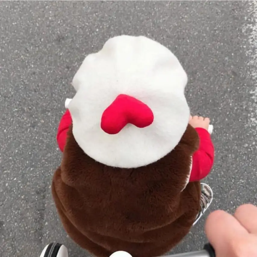 

3D Heart Cap Hat 1-6T Solid Baby Girls Boinas Boina Feminina Hipster Joker Wool Felt Beret Multicolor Painter Hat for Children