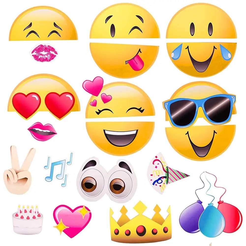 Emoji Emojicons Birthday Party Favor Fun Photo Booth Decoration Prop Kit Greeting Cards Party Supply Party Games Activities