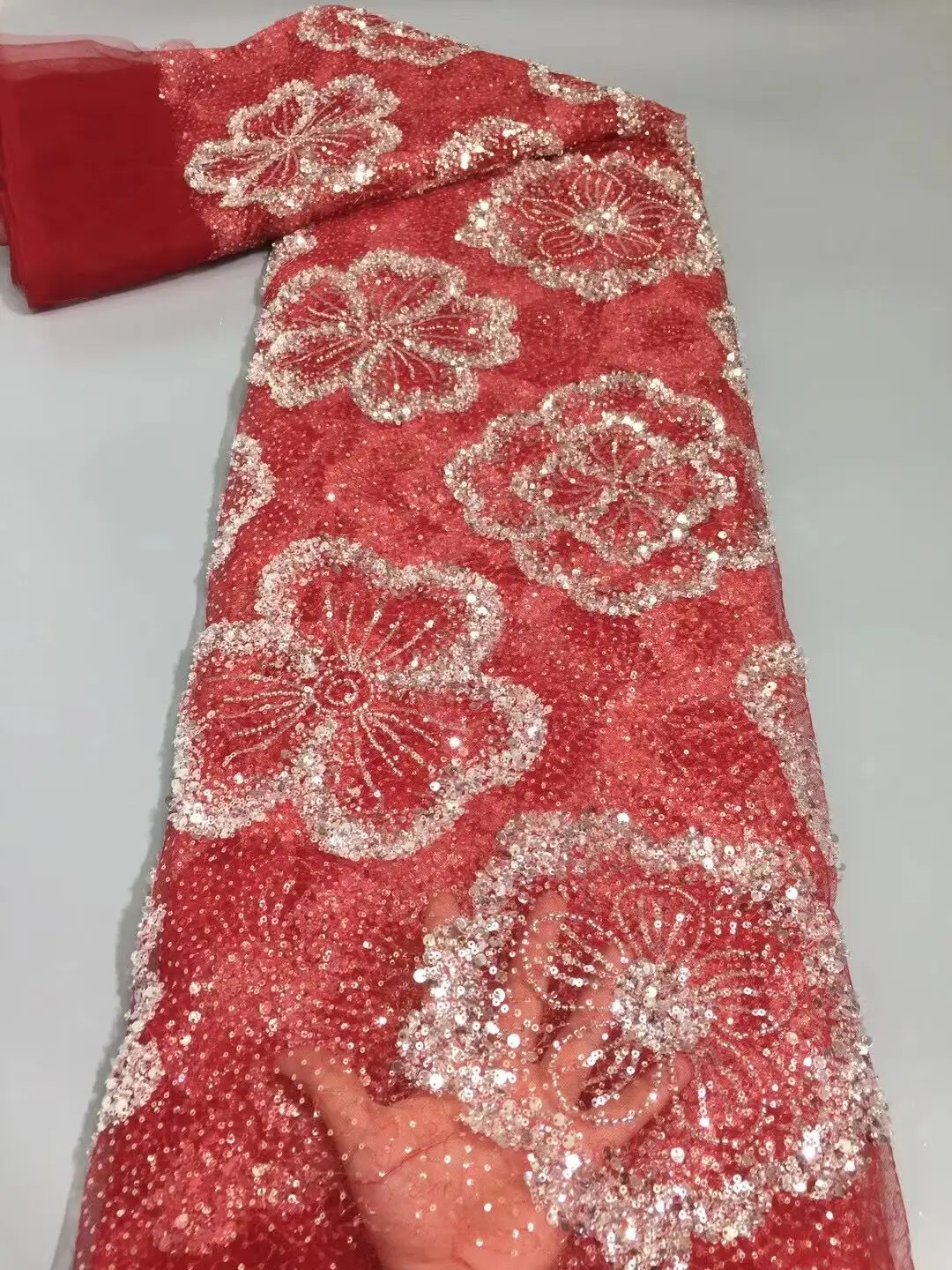 

Нигерийские Блестки и бусины, кружевная ткань SYJ-698887, Высококачественная африканская кружевная ткань, Свадебный Французский тюль, кружевной материал для платья