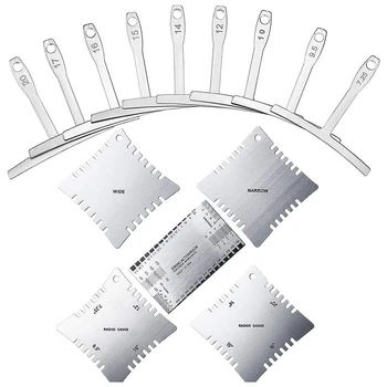 

ABGZ-Guitar Fingerboard Fretboard Measuring Tool Set with 4 Notched Radius Gauges, 9 Understring Radius Gauge and String Action