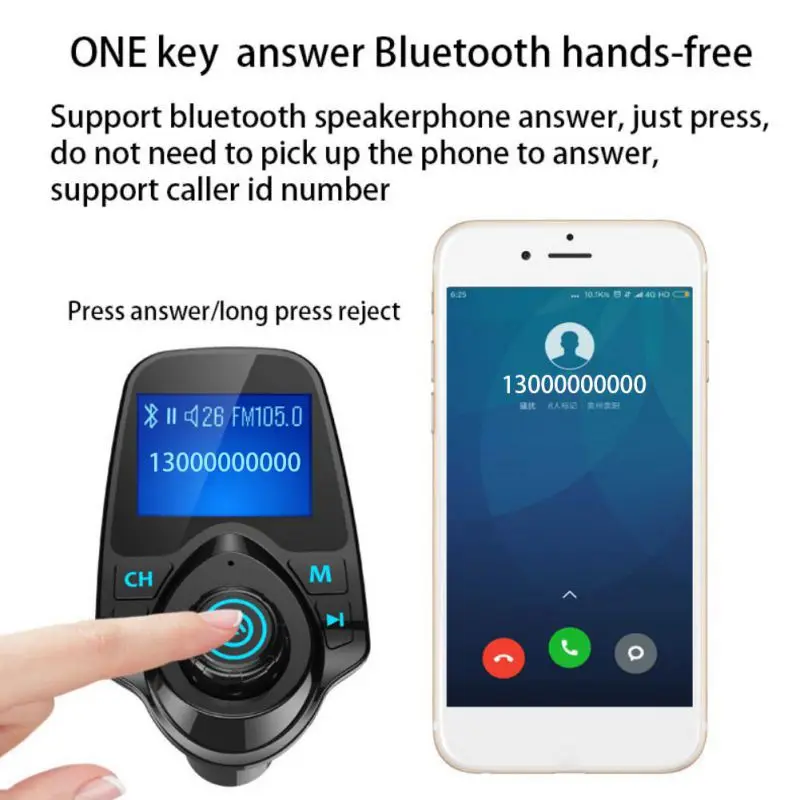 Автомобильный Mp3 аудио плеер беспроводной Bluetooth fm-передатчик модулятор громкой связи автомобильный комплект lcd двойной usb зарядка для iPhone XS X 11 Pro
