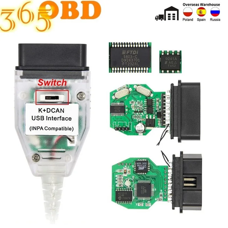 DCAN USB Интерфейс кабель для B-M-W INPA K + может с FT232RL чип переключателем | Автомобили и