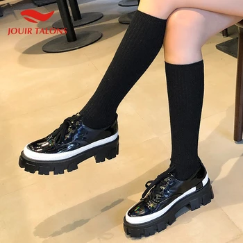 

JOUIR New Arrivals 2020 Genuine Cow Leather Flat Platform Shoes Women Vulcanize Lace Up Comfortable Trainers Women Shoes