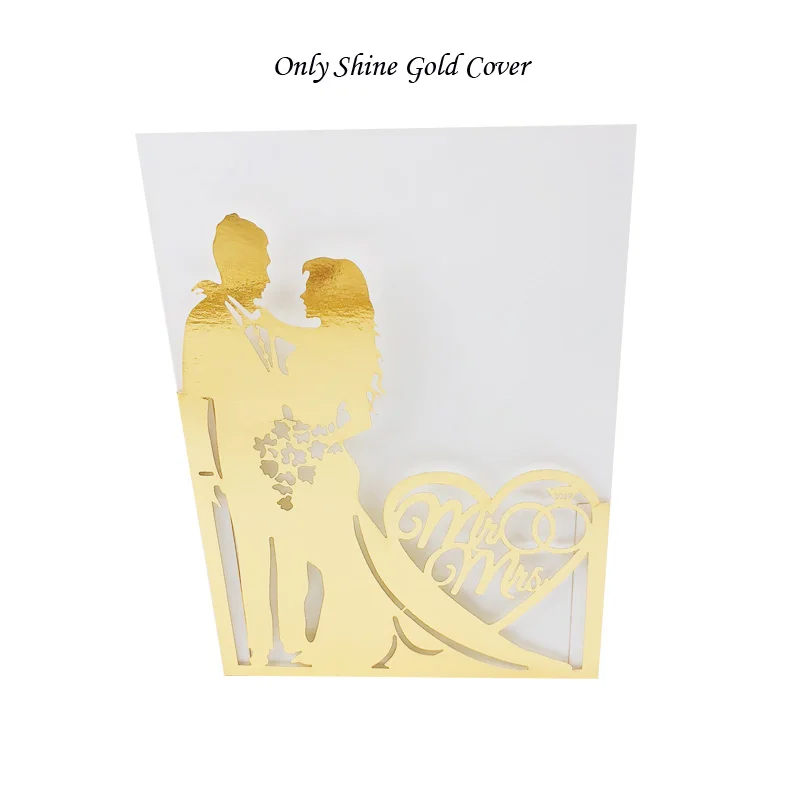 Shine Gold Cover 1 шт Жених и невеста полый лазерный разрез свадебные приглашения открытки поздравительные открытки День Святого Валентина свадебные украшения вечерние принадлежности - Цвет: Shine Gold Cover