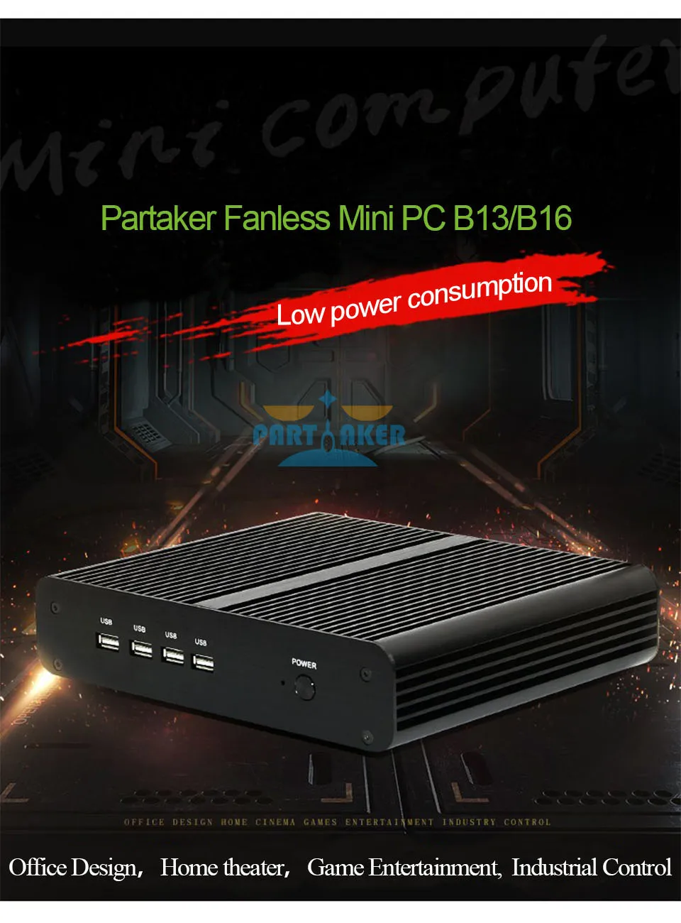 Partaker B16 Intel Core i3 8145U 2 * DDR4 mSATA M.2 NVMe безвентиляторный мини-ПК WIN10 мини-ПК Windows10 с HDMI VGA USB