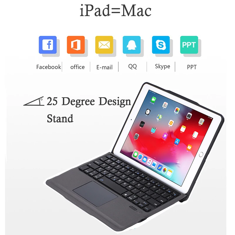 Чехол для клавиатуры для iPad 9,7 5th 6th Generation чехол для iPad Air 1 2 Pro 9,7 чехол Bluetooth клавиатура с тачпадом