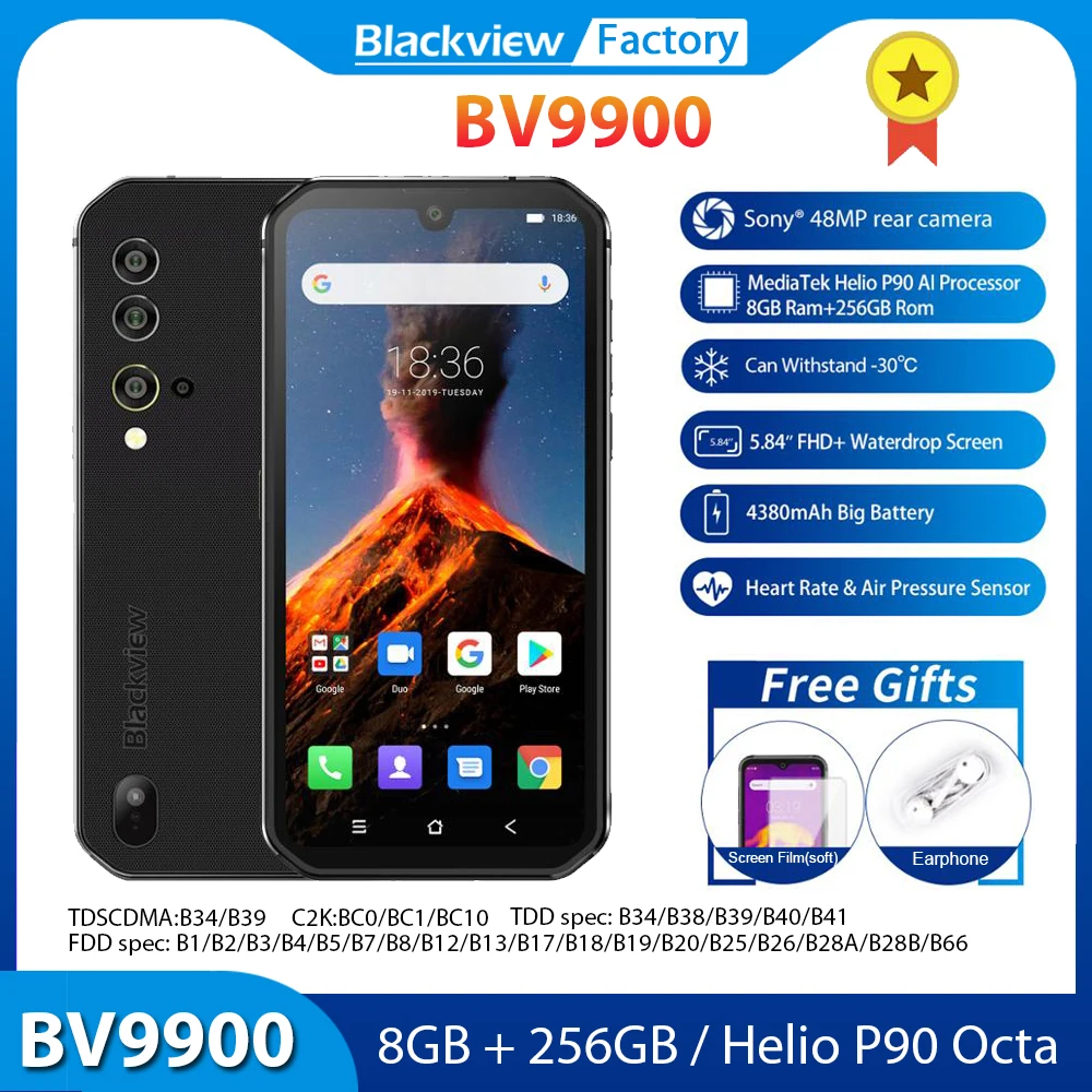 2020 Новый Blackview BV9900 смартфон Helio P90 Octa Core 8 ГБ + 256 Гб мобильный телефон 48MP Quad сзади