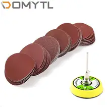 

2 Inch 50mm Hook and Loop Sanding Pad 3mm Shank With 60pcs 100/240/600/800/1000/2000 Grit Flocking Sand Paper Kit