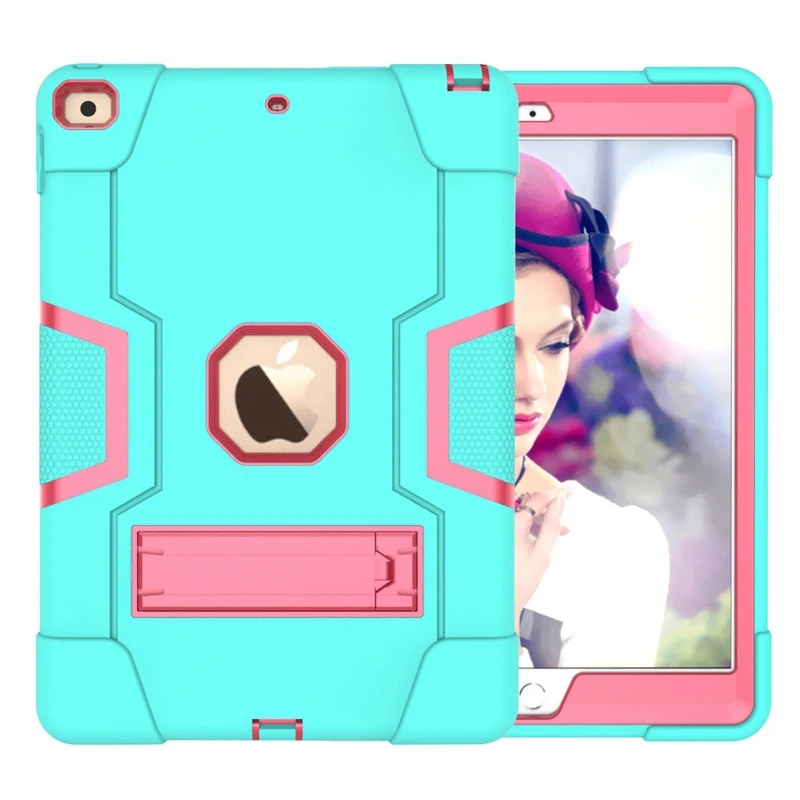 aqua and rose Силиконовый+ PC противоударный чехол для iPad 10,2 A2198 A2200 A2232 Сверхмощный жесткий чехол Полный корпус rotection+ подарки - Цвет: aqua and rose