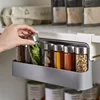 Home Kitchen Self-adhesive Wall-mounted Under-Shelf Spice Closet Organizer Spice Bottle Storage Rack Kitchen Supplies Storage