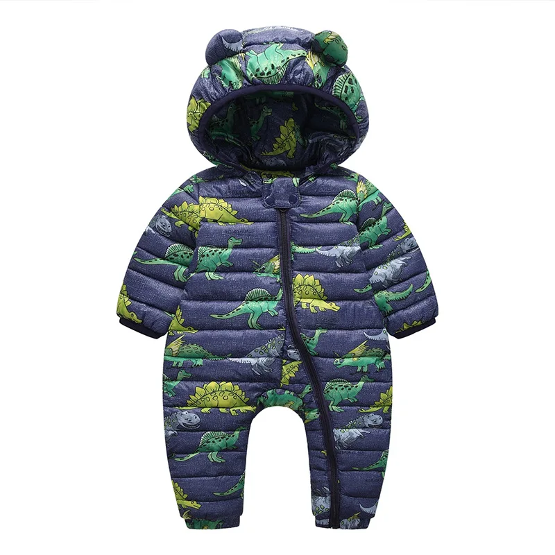 Осенне-зимние хлопковые куртки-пуховики для новорожденных от 0 до 2 лет одежда в комплекте утепленное рождественское пальто, куртка - Цвет: Армейский зеленый