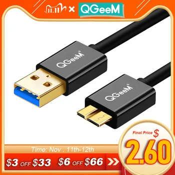 

QGeeM USB 3.0 Type A to Micro B Cable USB3.0 Data Sync Cord for External Hard Drive Disk HDD Samsung S5 Note3 Micro USB Cable