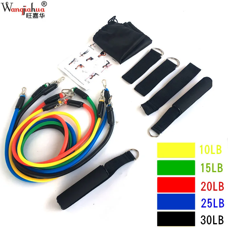 11 Pieces Chest Expander Pulling Rope Resistance Elastic Band Set Power Training Hairband Door-mounted Spring Exerciser