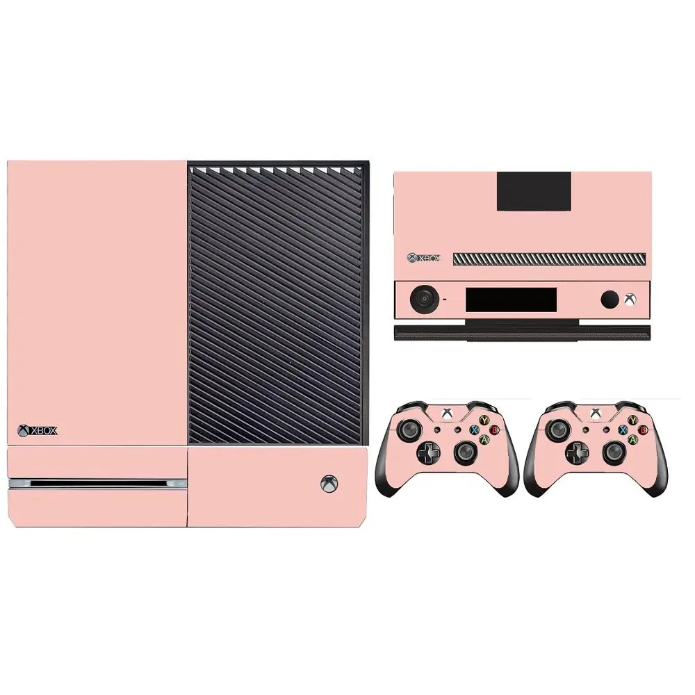 Десять однотонных цветов Чистая Защитная Наклейка для Microsoft Xbox One и 2 контроллера Скины стикер s - Цвет: Xbox One-Pink