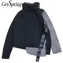 Getвесеннее Женское пальто в клетку с высоким воротником, женские куртки с длинным рукавом, асимметричный подол, женские куртки, пальто, топы, Осень-зима
